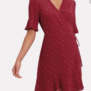 RAILS burgundy polka dot wrap dress